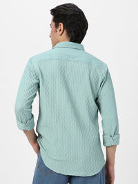 Urbano Fashion Men Spread Collar Textured Cotton Casual Shirt