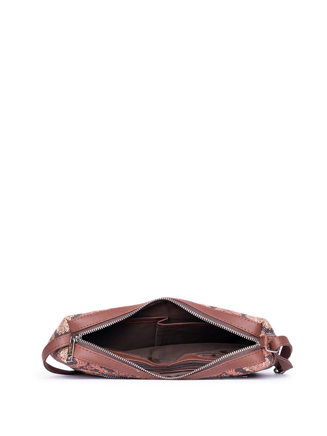 ZOUK Floral Printed Structured Jute Sling Bag