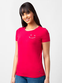 SPYKAR Women Round Neck Cotton T-shirt