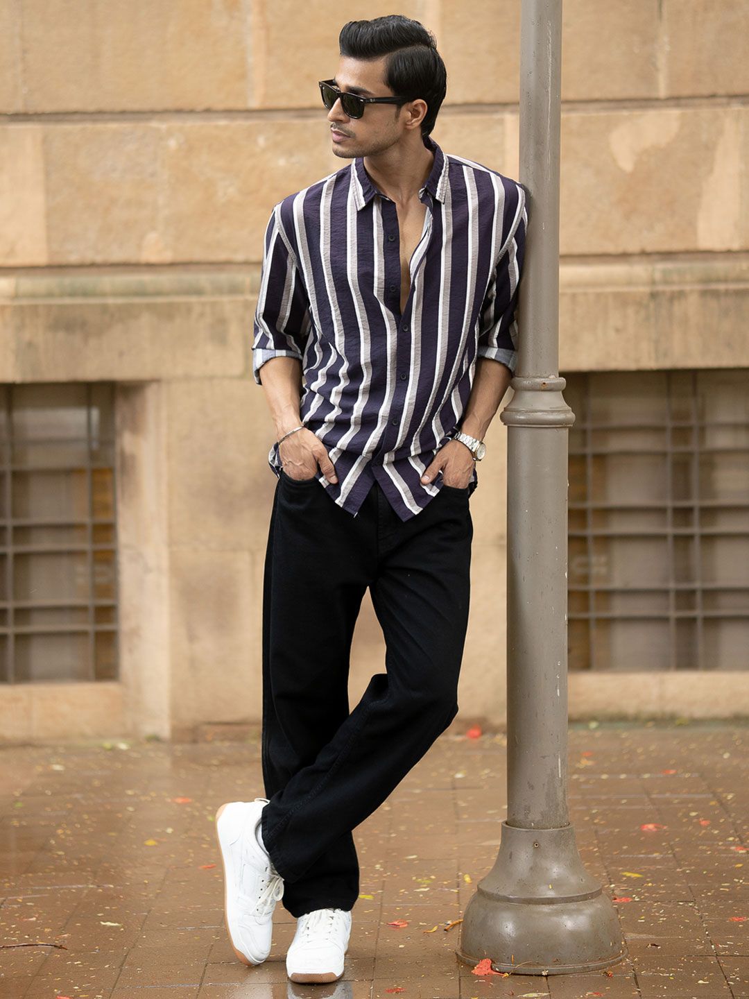 Powerlook Men Striped Spread Collar Casual Shirt