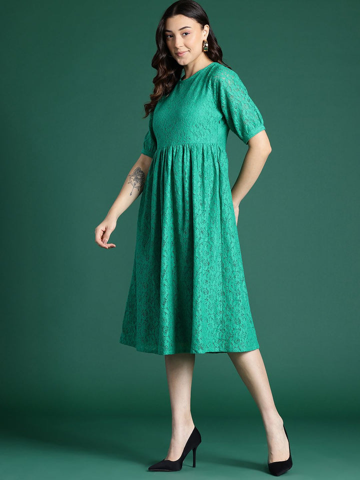 DressBerry Floral Lace Fit & Flare Dress