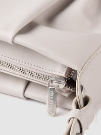 Lino Perros Off-White Structured Shoulder Bag with Pleated Detail