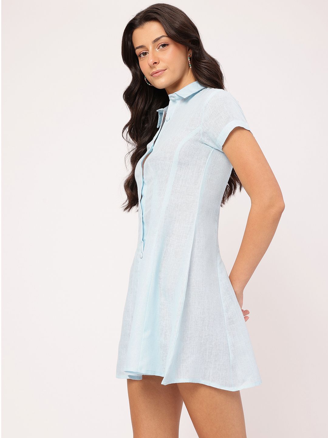 DressBerry Weekend to Work  Pleated Shirt-Style Dress