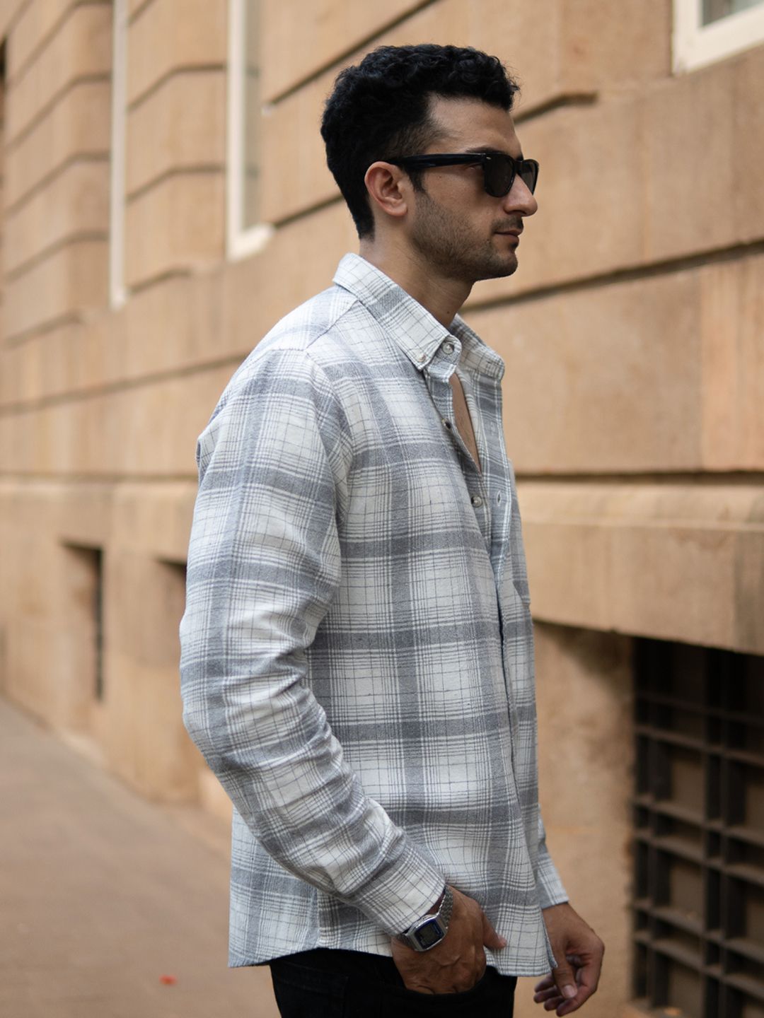 Powerlook SS25 Tartan Checked Pure Cotton Casual Shirt
