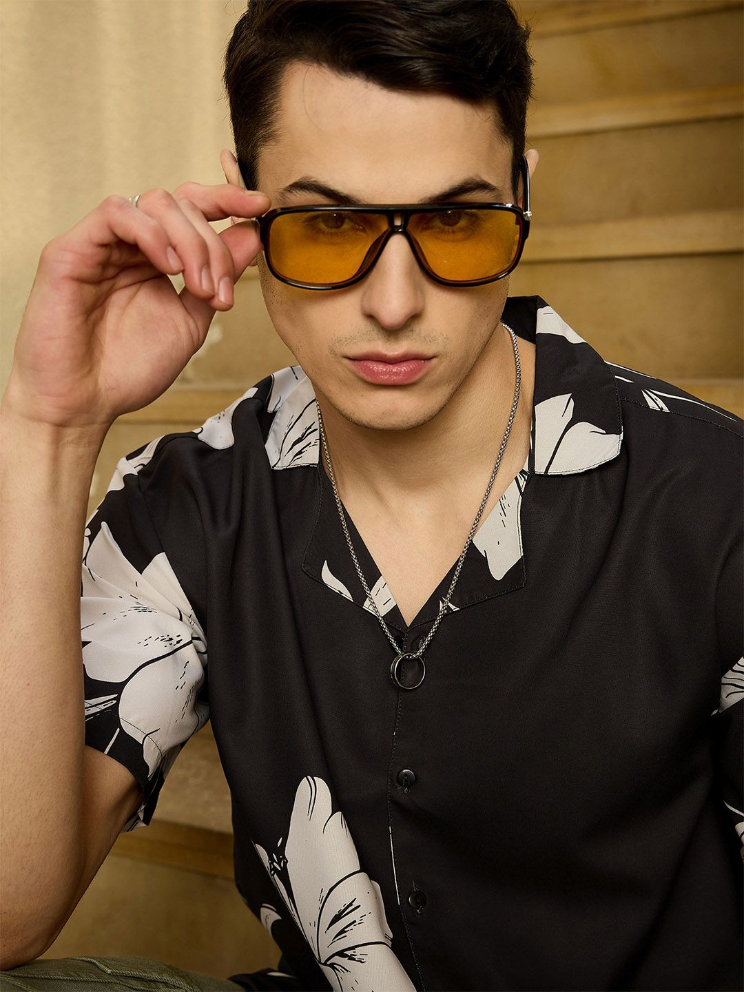 DENNISON Men Floral Printed Drop Shoulder Oversized Shirt