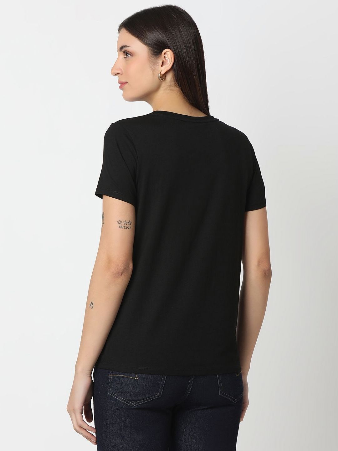 SPYKAR Women Typography Printed Round Neck Cotton T-shirt