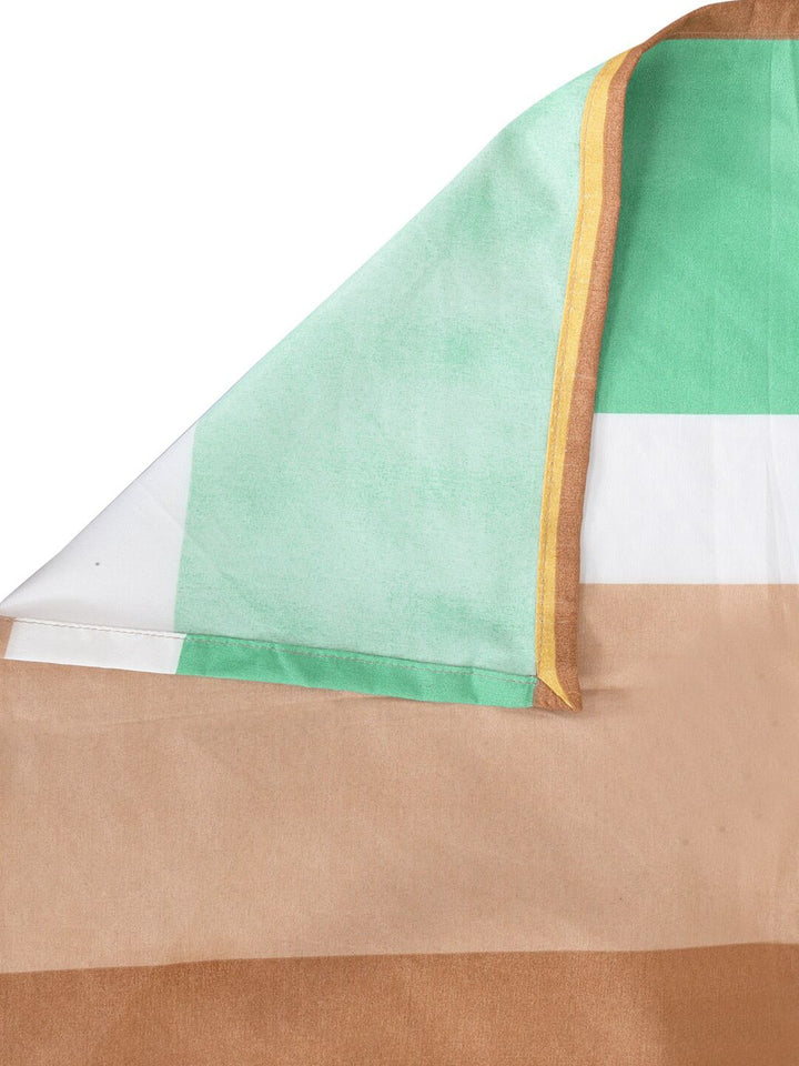 KLOTTHE Policotton Berjalur Coklat 300 TC Cadar Halus Tunggal dengan Sarung Bantal-87 x 93 inci