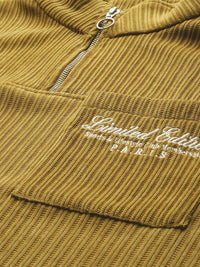The Indian Garage Co Self Striped Typography Printed Relaxed Fit Corduroy Sweatshirt