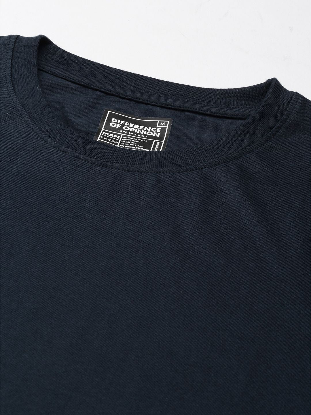 Difference of Opinion Men Navy Blue Pure Cotton Drop-Shoulder Oversized Fit T-shirt