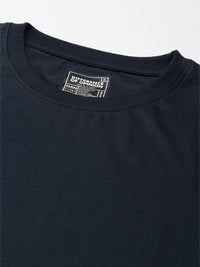 Difference of Opinion Men Navy Blue Pure Cotton Drop-Shoulder Oversized Fit T-shirt
