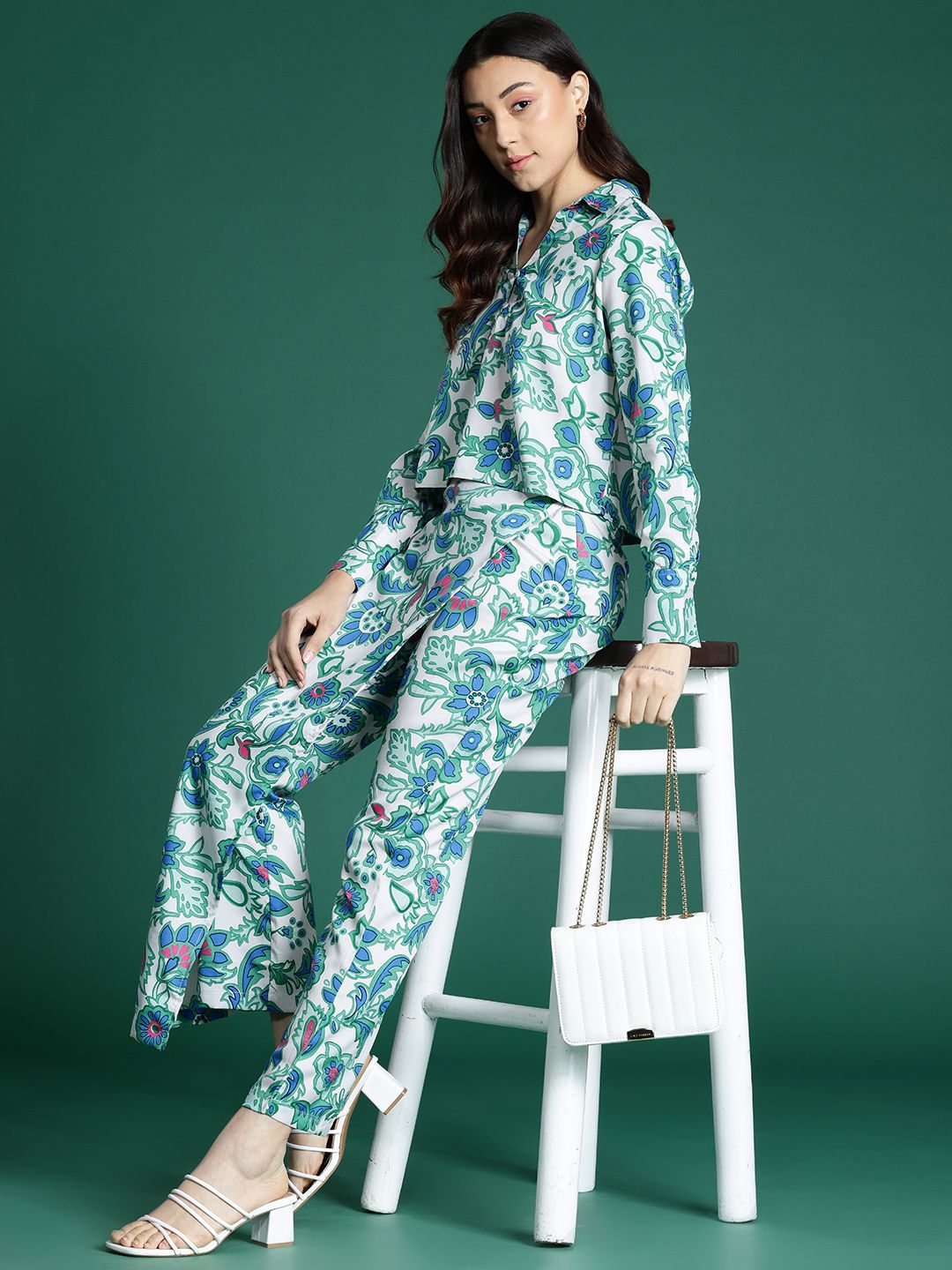 DressBerry Printed Shirt with Layered Trousers Co-ords