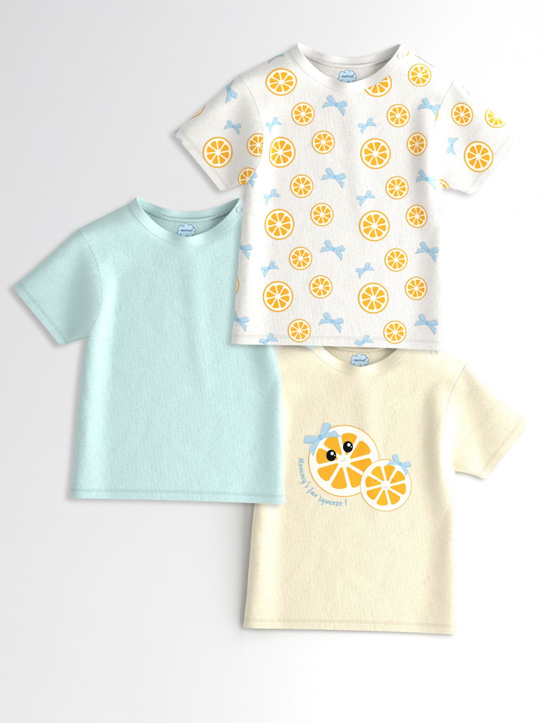 Nauti Nati Girls Pack of 3 Graphic Printed Cotton Antimicrobial T-shirts
