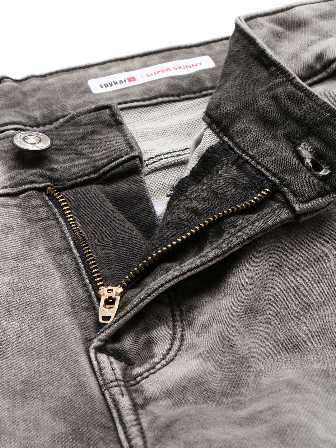 SPYKAR Men Super Skinny Fit Low-Rise Heavy Fade Stretchable Jeans