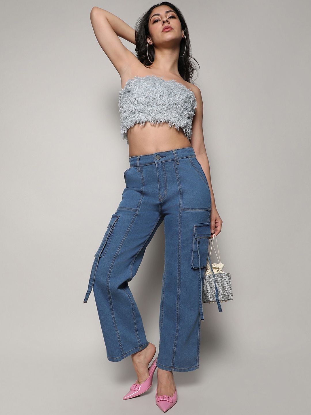 Campus Sutra Women Smart Low Distress Light Fade Jeans