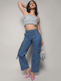 Campus Sutra Women Smart Low Distress Light Fade Jeans