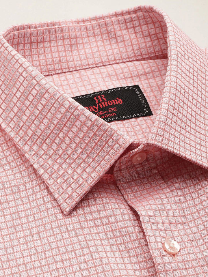 Raymond Slim Fit Self Checked Pure Cotton Formal Shirt