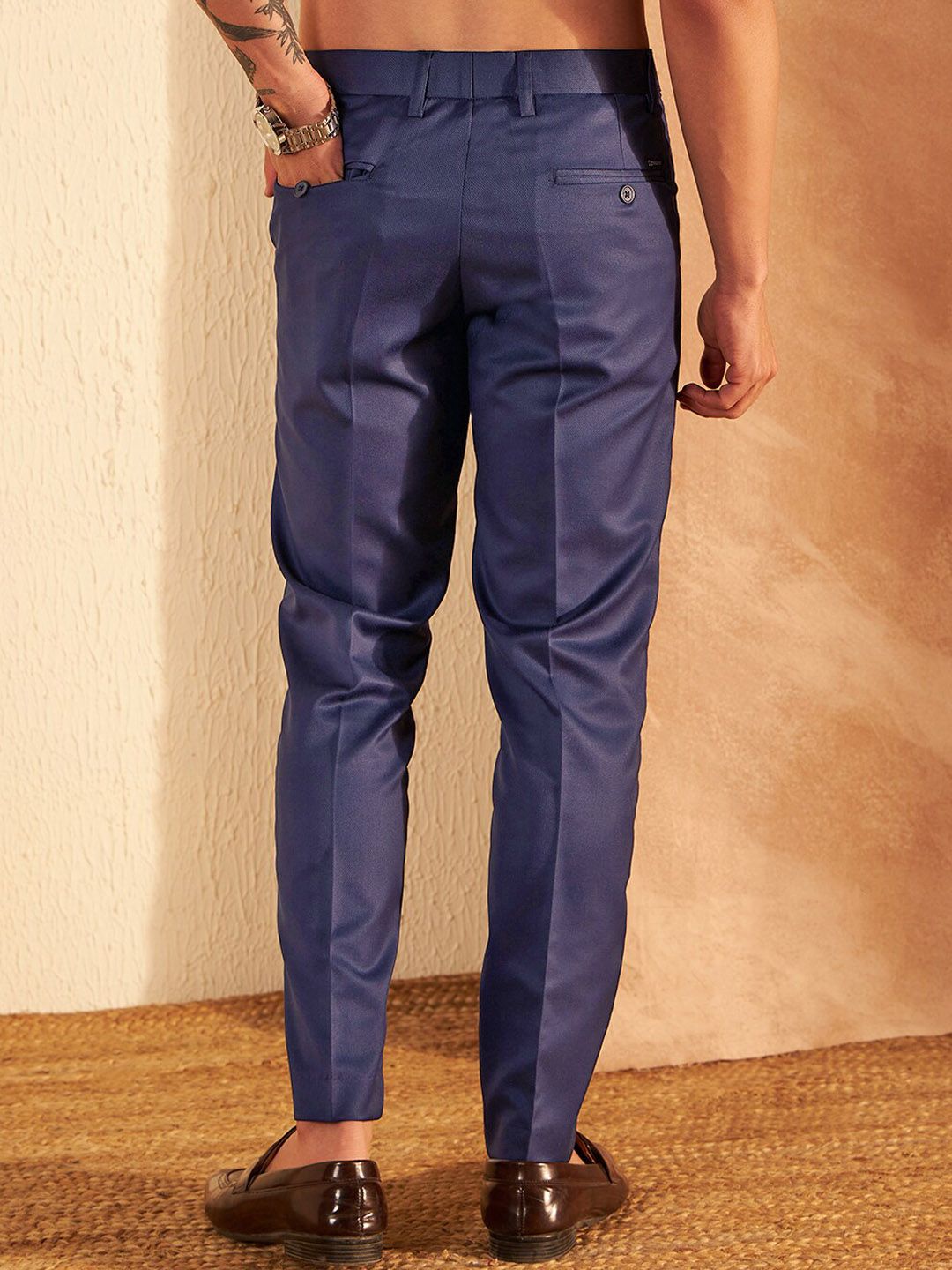 DENNISON Men Smart Tapered Fit Easy Wash Trousers