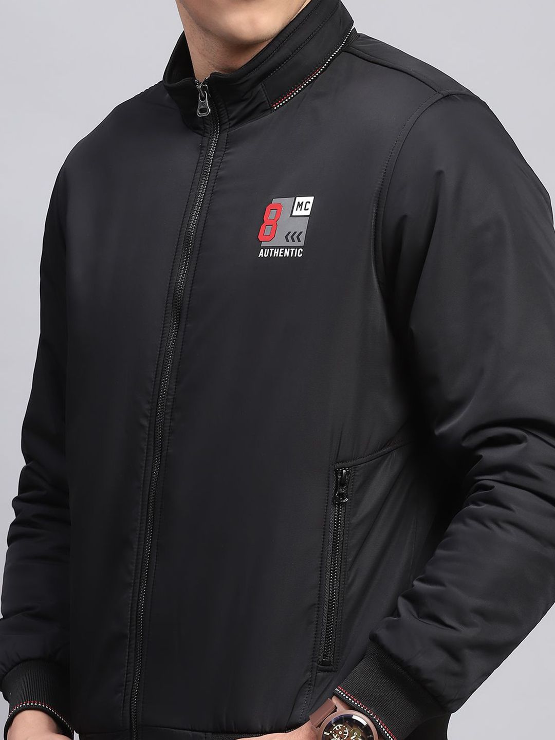 Monte Carlo Men Mock Collar Solid Casual Sporty Jacket