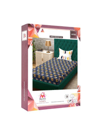 Myntra Elegant Homes Blue Printed 400 TC Fitted Single Bedsheet Set 2.25 m x 1.5 m