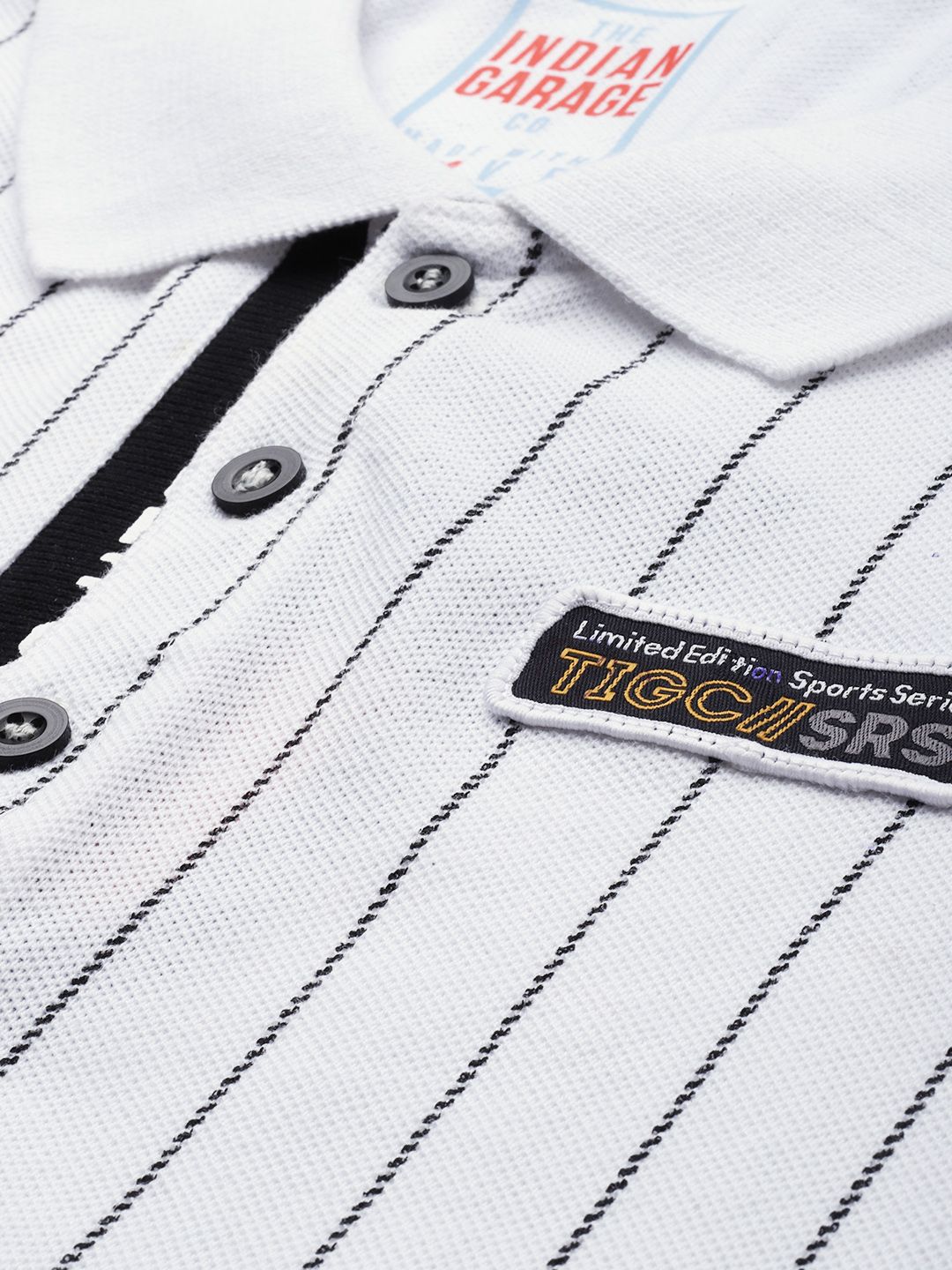 The Indian Garage Co Striped Polo Collar T-shirt