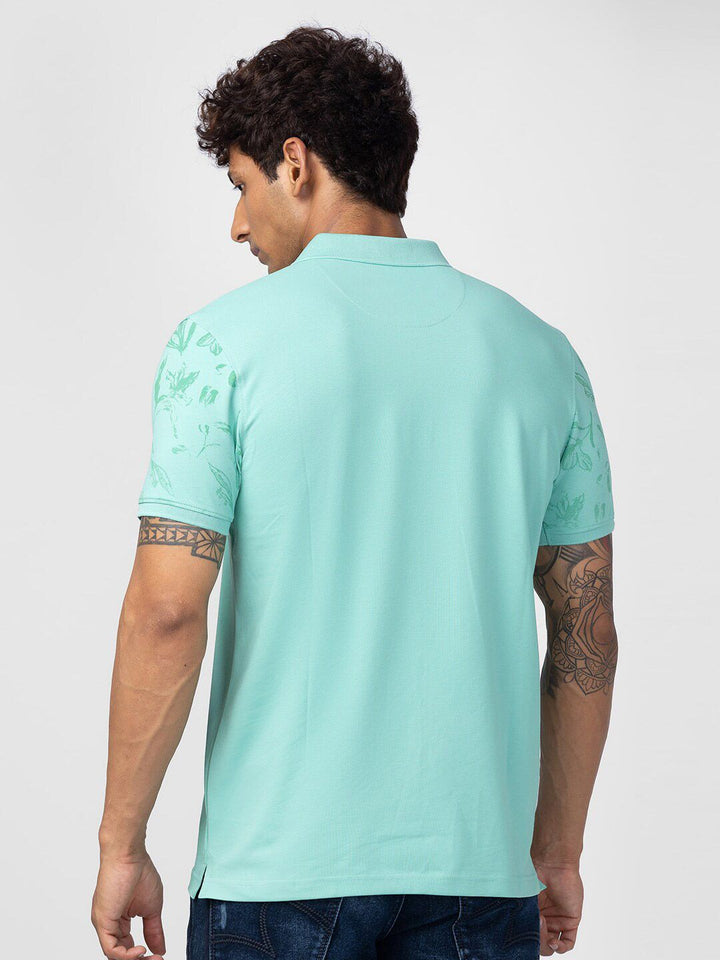 SPYKAR Men Floral Printed Polo Collar Cotton T-shirt
