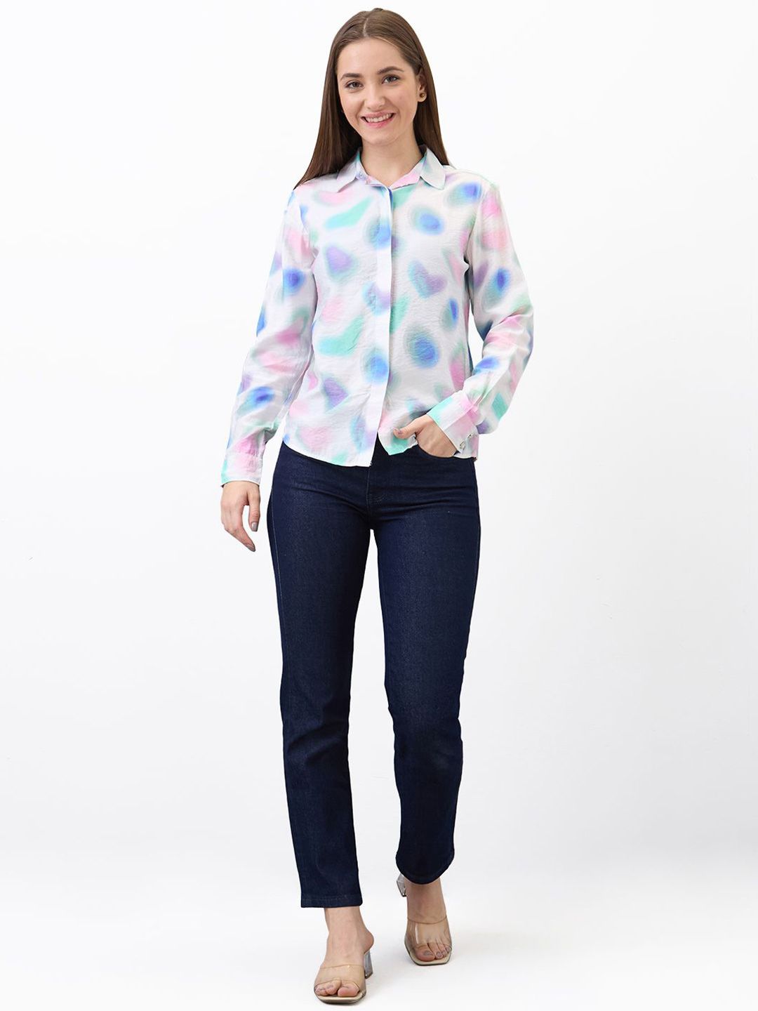 SPYKAR Women Spread Collar Abstract Printed Casual Shirt