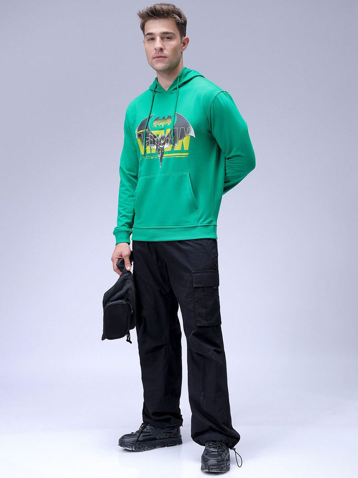 The Indian Garage Co Men Oversized Batman Printed Overhead Hooded Sweatshirt