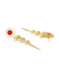 Anouk Red Gold-Plated Stone Studded Drop Earrings