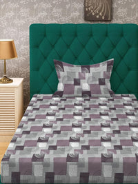 KLOTTHE Purple Geometric Cotton Single Bedsheets