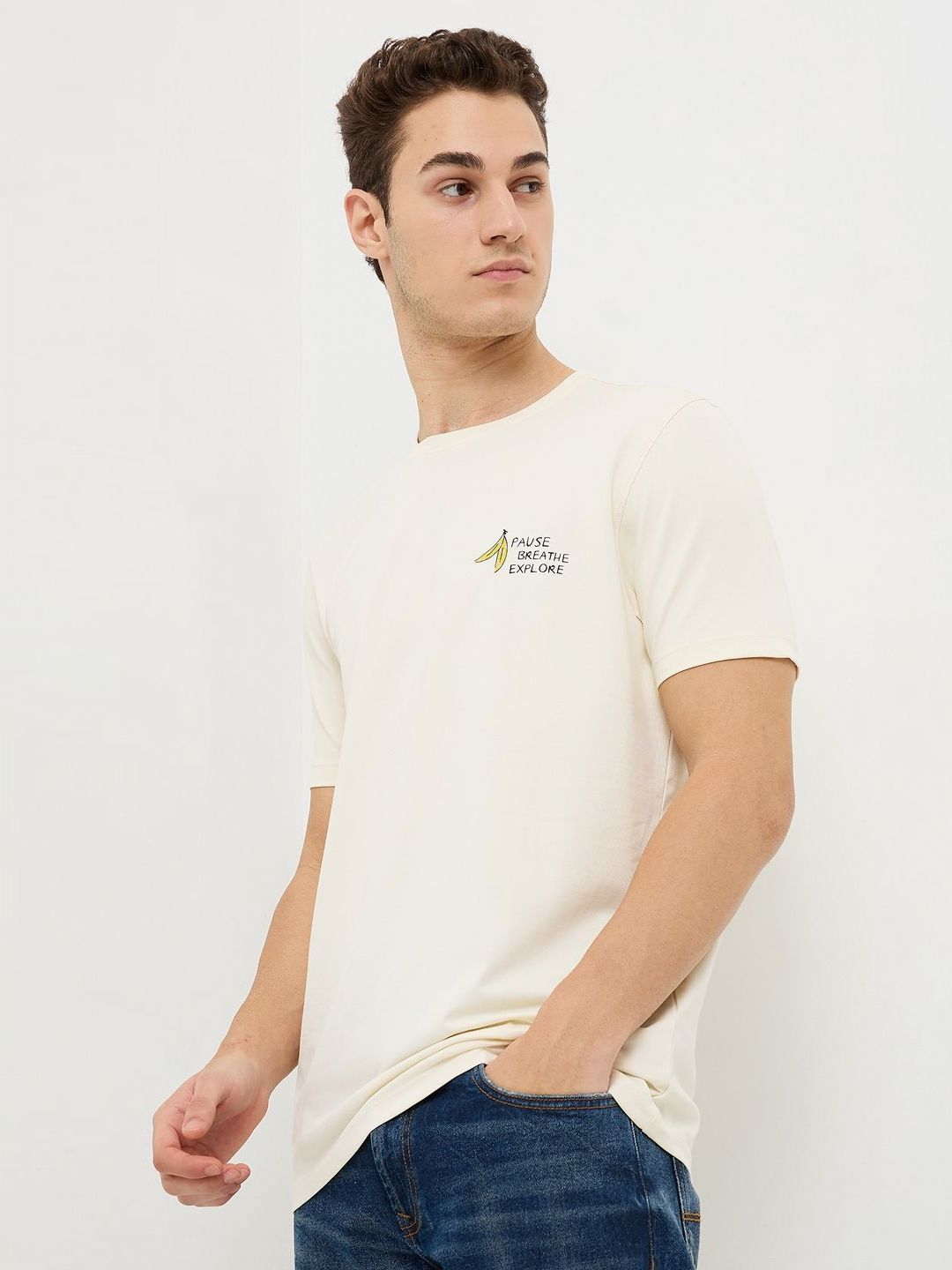 SPYKAR Men Graphic Printed Round Neck Cotton Slim Fit T-shirt