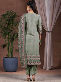 Libas Ethnic Motifs Printed Keyhole Neck Straight Kurta with Trousers & Dupatta