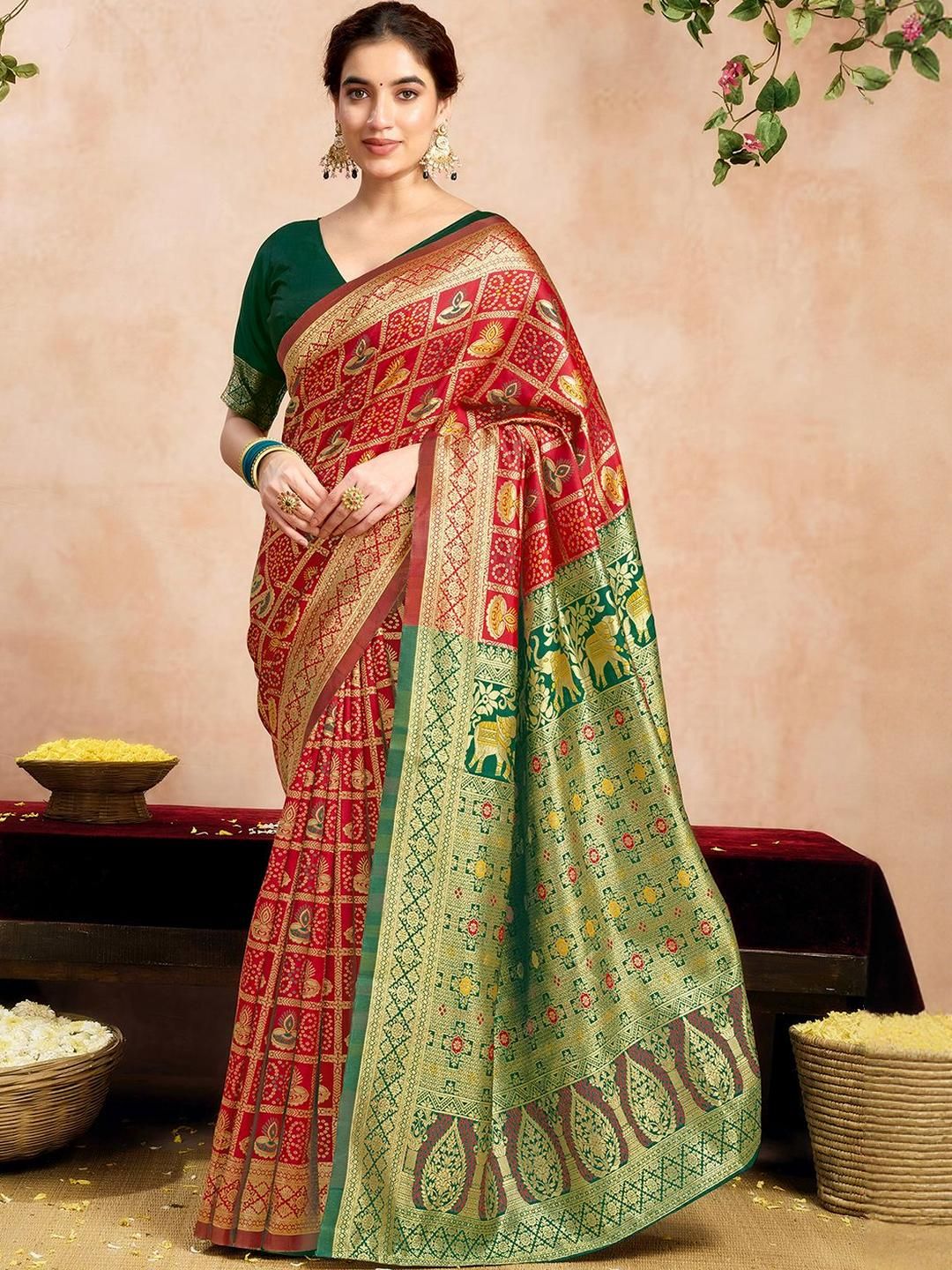 KALINI Woven Design Zari Silk Blend Designer Banarasi Saree