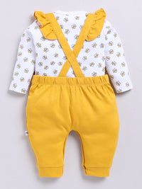 Moms Love Infants Girls Cotton Ruffled Dungarees with T-shirt