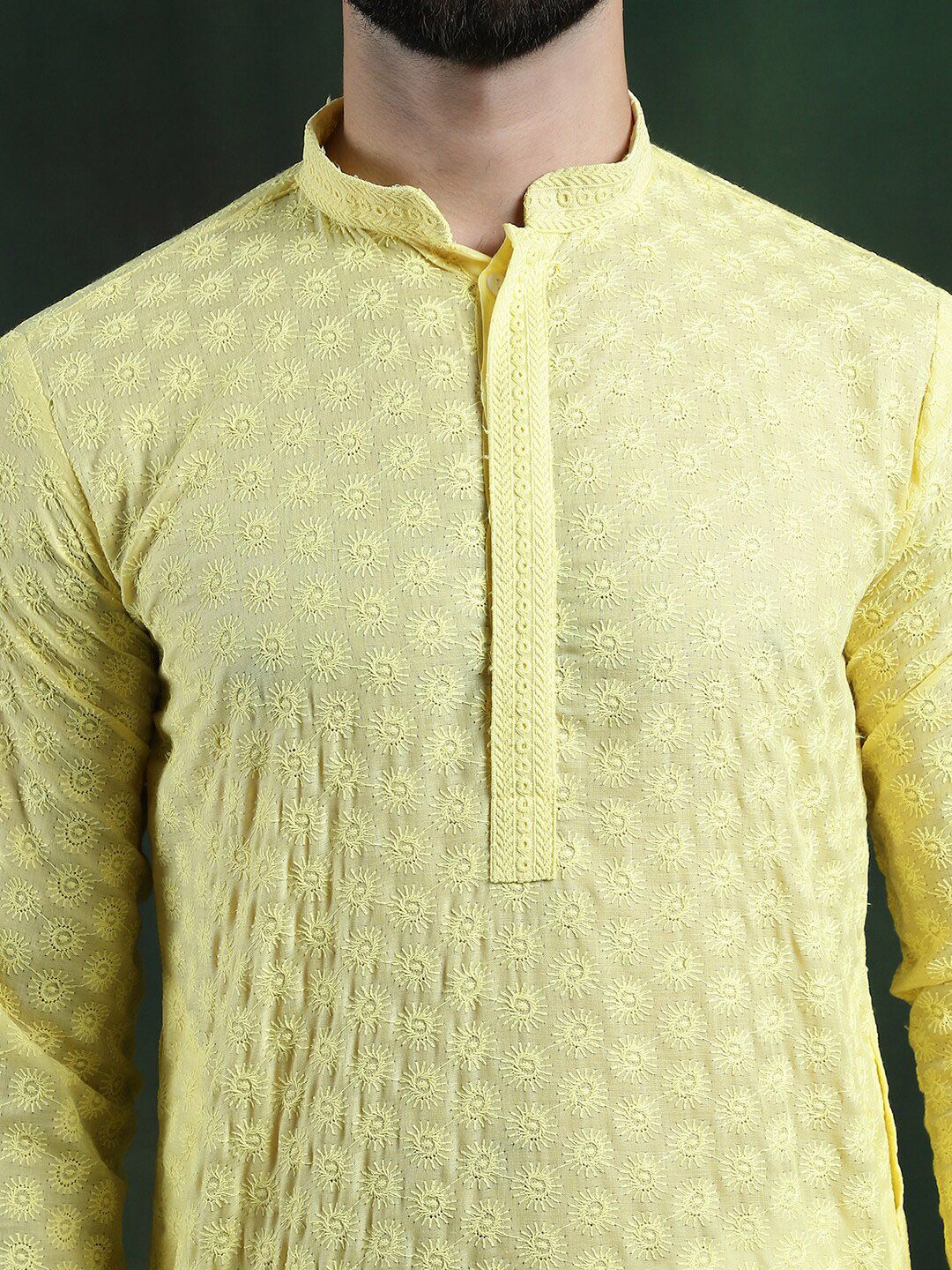 Anouk Ethnic Motifs Embroidered Regular Thread Work Pure Cotton Straight Kurta Set