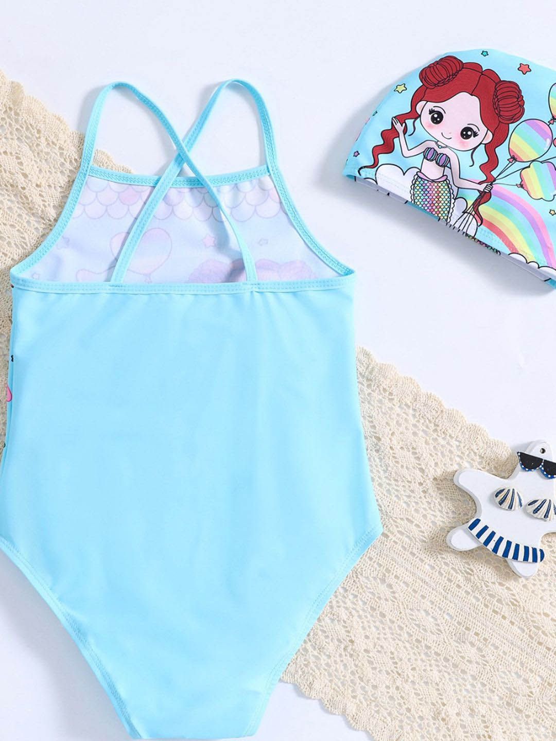 YK Girls Printed Swimwear Bodysuit