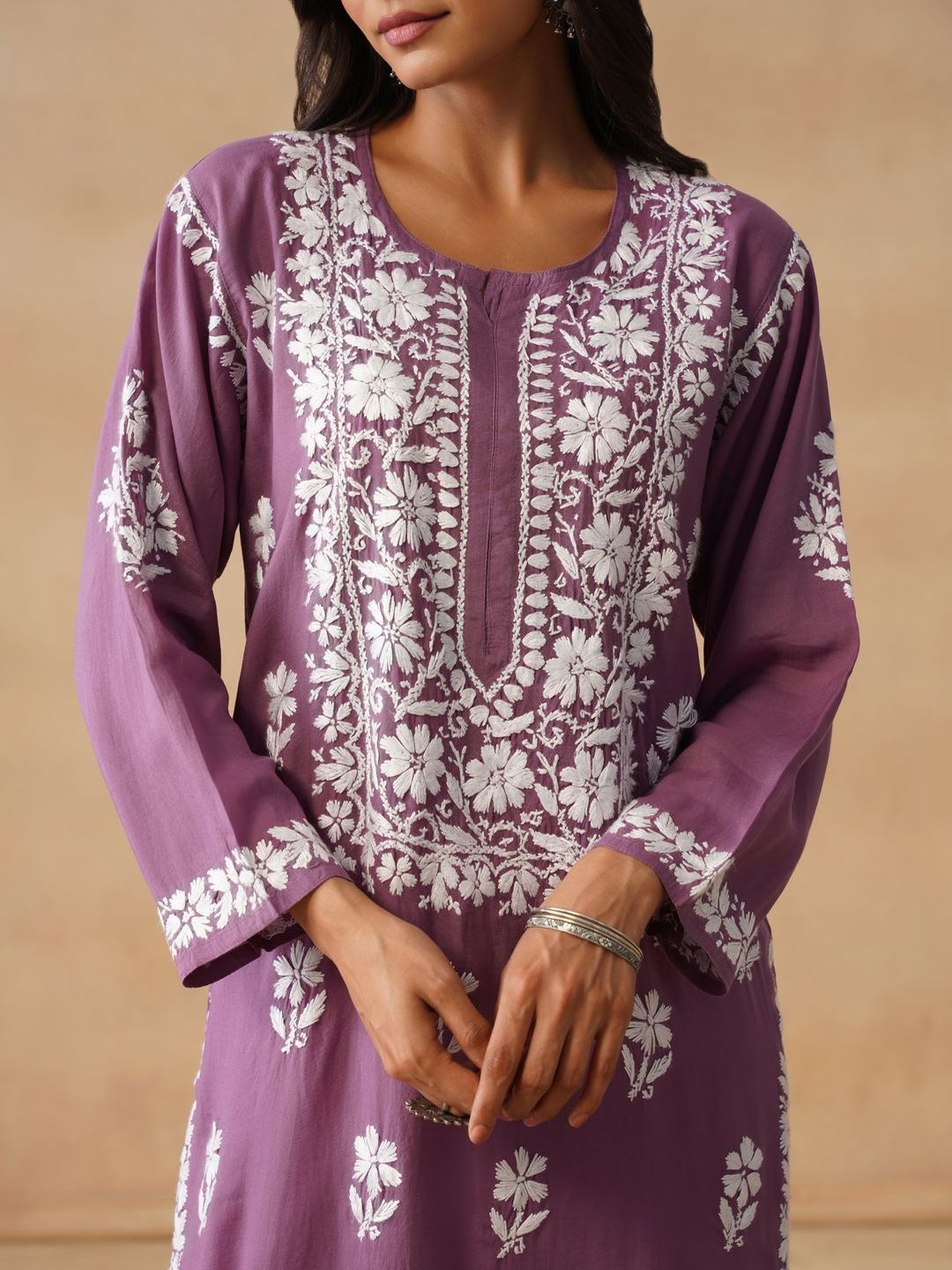 House of Chikankari Women Solid Modal Kurta