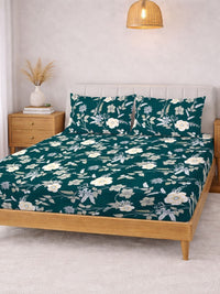Myntra Elegant Homes Green Floral 300 TC King Cadar dengan 2 Sarung Bantal