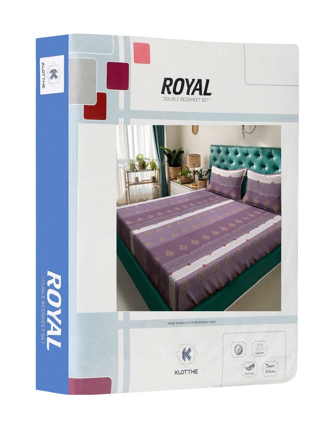 KLOTTHE Jaipuri Purple Ethnic Motifs Cotton 300 TC King Fine Bedsheet with 2 Pillow Covers-250 x 225 cm