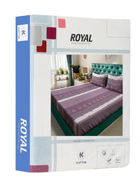 KLOTTHE Jaipuri Purple Ethnic Motifs Cotton 300 TC King Fine Bedsheet with 2 Pillow Covers-250 x 225 cm