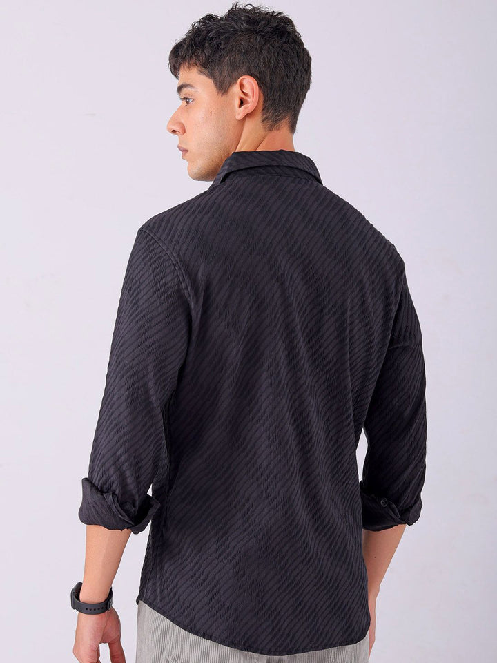 The Indian Garage Co Men Slim Fit Textured Jacquard Resortwear Shirt