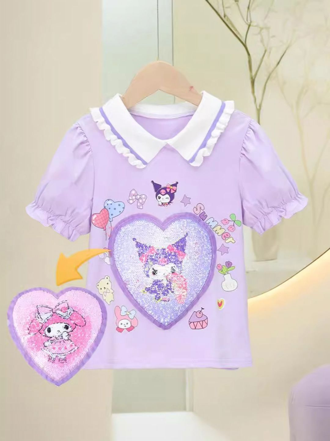 YK Girls Printed Hooded T-shirt