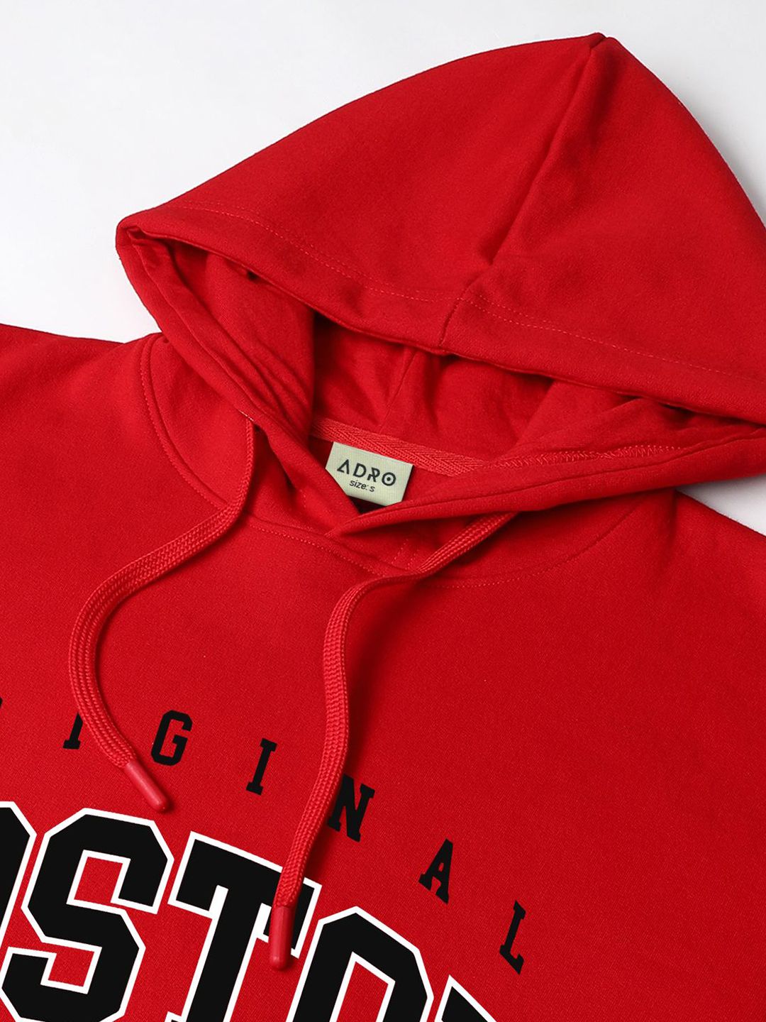 ADRO Men Typography Printed Hood Cotton Pullover Ribbed Sweatshirt