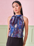 AND Women Abstract Printed High Neck Top