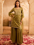 Bani Women Floral Embroidered Sequinned Straight Kurta with Palazzos & Dupatta