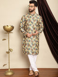 Anouk Ethnic Motifs Printed Band Collar Kurta with Churidar
