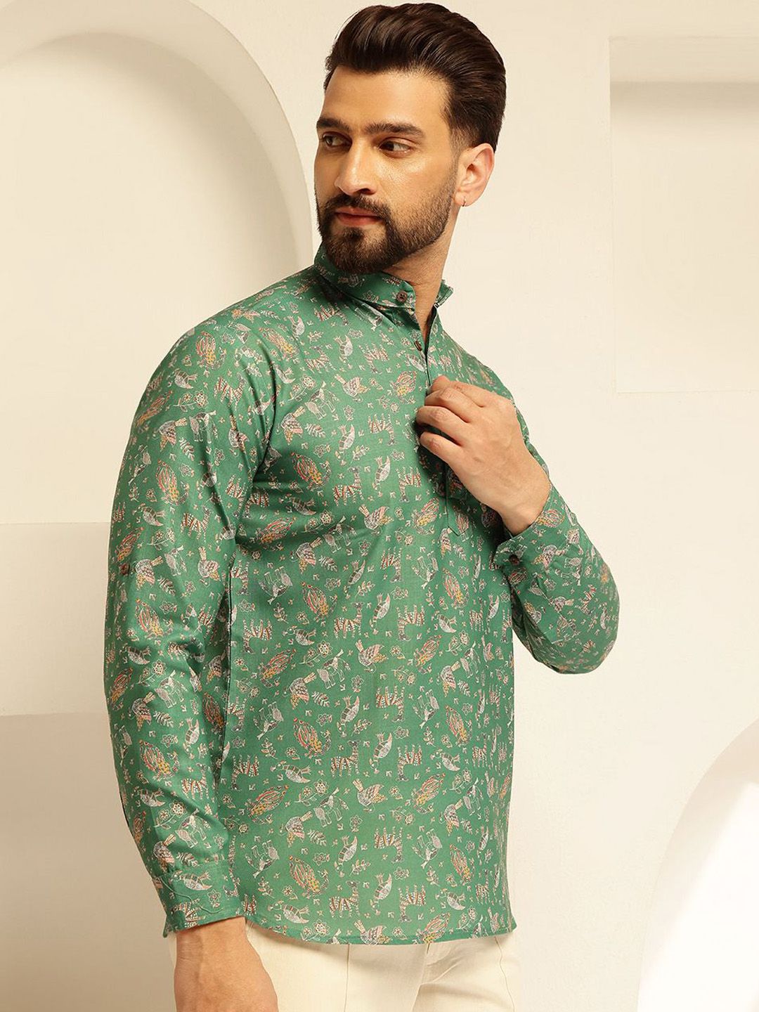 SOJANYA Animal Printed Cotton Straight Kurta