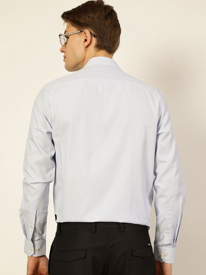 Thomas Scott Men Smart Spread Collar Micro Checked Cotton Formal Shirt