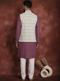 Anouk Geometric embroidered Mandarin Collar Long Sleeves Cotton Kurta