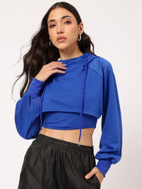 DressBerry Opulent Overlays Raglan Hooded Layered Crop Top