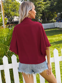 DressBerry Mandarin Collar Flared Sleeve Shirt Style Top